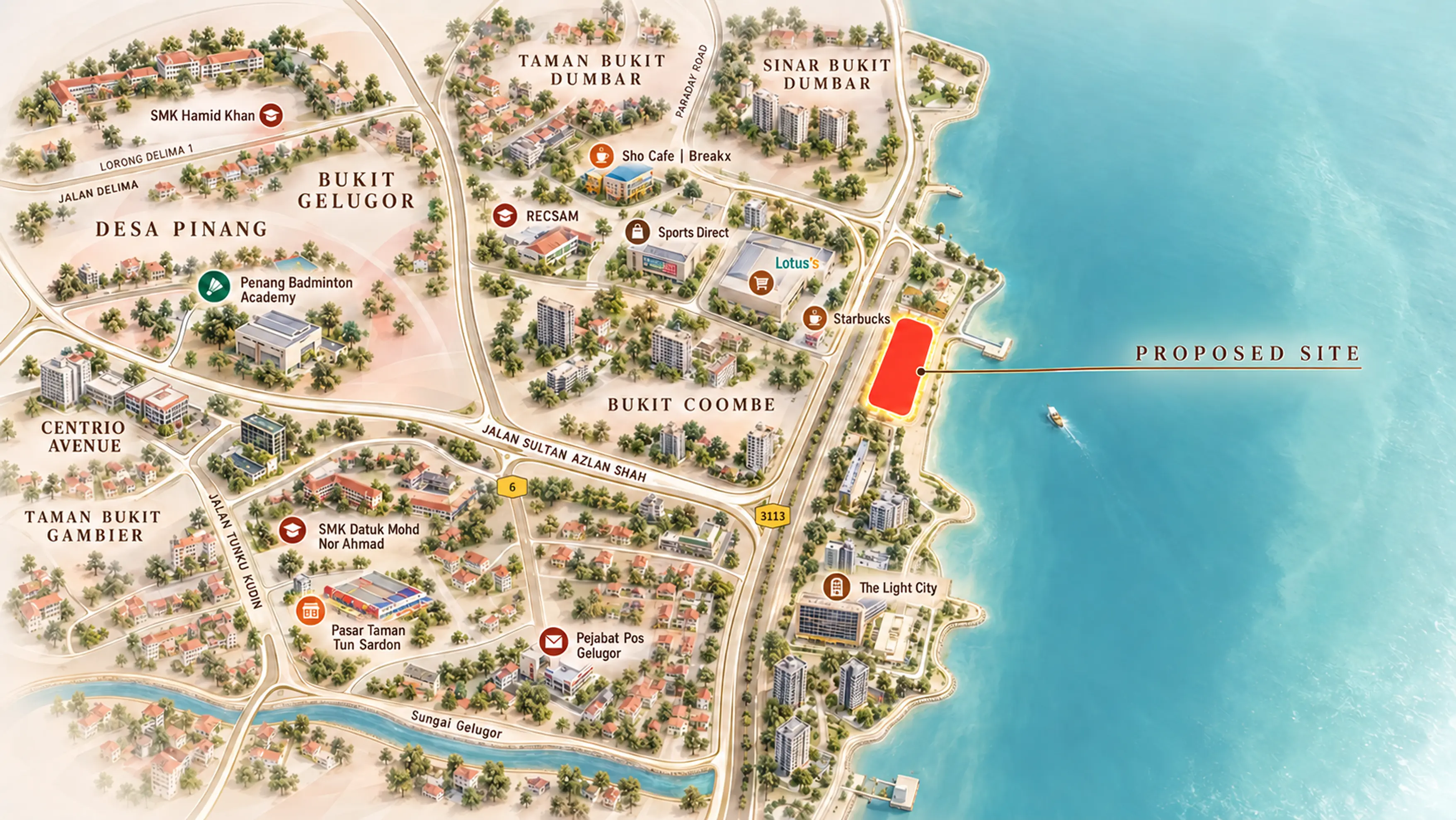 Capehauz Penang Nearby Amenities Map